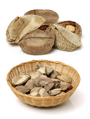 Poster - Brazil nuts on white background