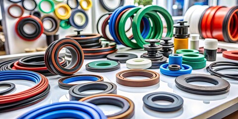 Rubber and sealing products displayed at an exhibition