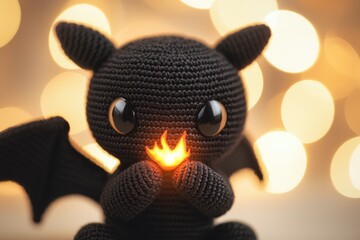 Sticker - Cute Crochet Dragon Holding a Flame