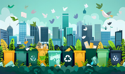 Wall Mural - recycle and reuse products concept to keep the world green.