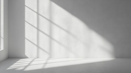 Poster - Clean white wall with a subtle textured finish, casting gentle shadows in an empty, well-lit room