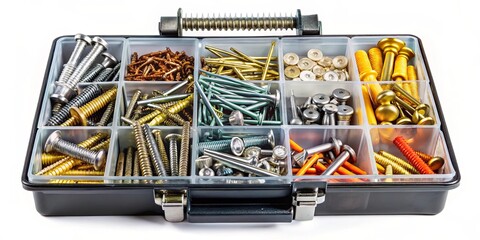 A toolbox full of various screws for various DIY projects