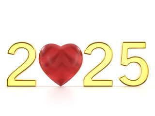 New year numbers and heart