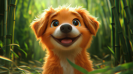 close up illustration of a cute smiling dog