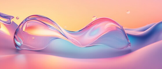 Wavy glass shapes floating over a soft gradient