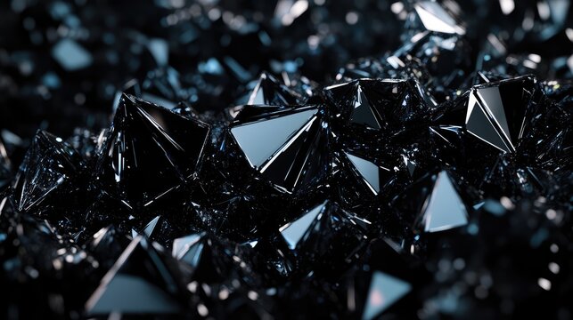 Glossy black image with a detailed diamond texture, where light glints off the facets to create a rich, textured appearance