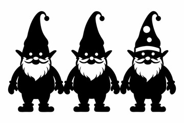 Wall Mural - Set of Christmas gnomes. Christmas gnomes silhouette bundle. Vector illustration