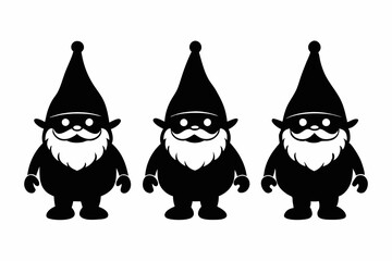 Wall Mural - Set of Christmas gnomes. Christmas gnomes silhouette bundle. Vector illustration