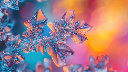 Canvas Print - A close-up of colorful, crystalline structures with a vibrant, blurred background.