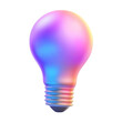 © Papugrat - purple blue gradient light bulb holographic Iridescent 3d render icon isolated on transparent background cutout
