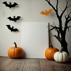 Wall Mural - halloween background with pumpkins