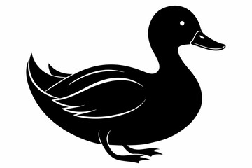 Wall Mural -  Duck silhouette black color vector art illustration