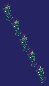 Hand draw traditional floral print design, Summer horizontal banner with colorful design, 