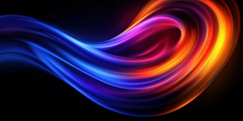 intricate neon swirls, vibrant colors glowing, light trails twisting, abstract cosmic vortex, hypnotic energy spirals, electric flowing ribbons, luminous patterns in darkness