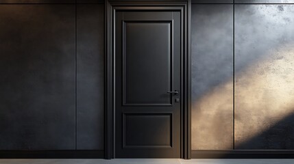 Sticker - Modern Black Door in a Minimalist Interior