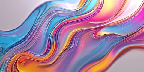 swirling colors, abstract fluid shapes, holographic effect, iridescent hues, vibrant, translucent, flowing forms, colorful gradients, digital art, psychedelic patterns, energy waves