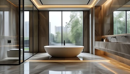 Sticker - Elegant bathroom design with luxurious toilet space showcasing modern architecture.