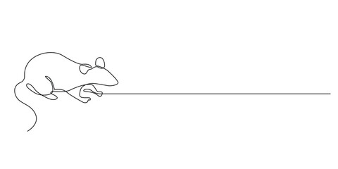 Naklejka na meble continuous line rat.one line drawing of rat animal.rat pest.single line vector illustration.isolated white background