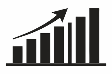 
Growth bar chart, Growing graph vector, Business chart with arrow, Profit growing icon, Growth success icon vector. 
