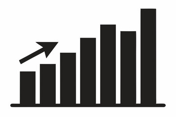 
Growth bar chart, Growing graph vector, Business chart with arrow, Profit growing icon, Growth success icon vector. 
