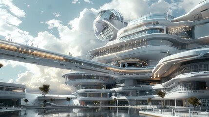 futuristic medical university building. realism style