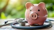 © Elchin Abilov - Concept illustration of a piggy bank for health check savings representing financial planning for future medical expenses