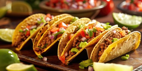 Sticker - Small Tacos Positioned on Lime Slices Displayed on a Platter