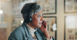 © peopleimages.com - Mature woman, call center and talk at night with mic, headphones and customer support at telemarketing agency. Person, agent and consultation with voip tech, thinking and advice at modern office