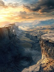 Wall Mural - Man on Cliff Overlooking Valley