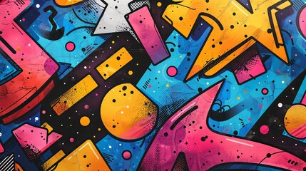 Abstract Graffiti Art with Vibrant Colors and Geometric Shapes