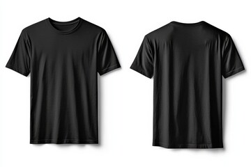 Black Tshirt Mockup Front and Back Isolated created with Generative AI