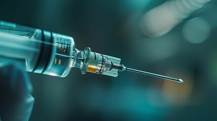 Close-up of a Syringe with Needle and Liquid