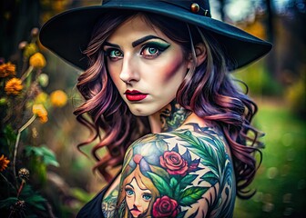 An Enchanting Collection Of Vibrant, Intricate, And Captivating Witch-Themed Tattoo Designs That Evoke A Sense Of Mystery And Allure.