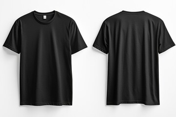 Wall Mural - Black Tshirt Mockup Front and Back Isolated created with Generative AI