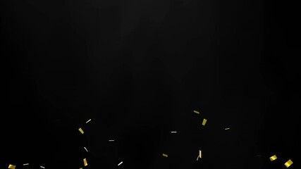 Poster - Yellow confetti animation falling on black background, creating celebratory atmosphere