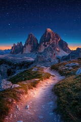 Canvas Print - Mountain Path at Night