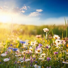 New Colorful field of spring flowers