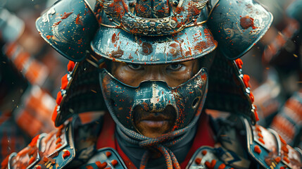 Wall Mural - Samurai Warrior in Blood Splattered Armor - Illustration