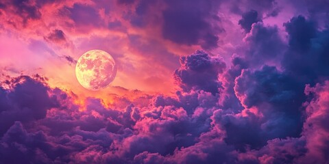 Canvas Print - Full moon in cloudy sky