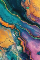 Canvas Print - Colorful Fluid Painting Close Up