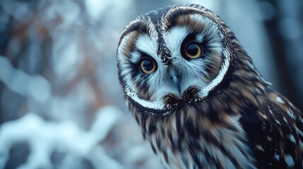 Canvas Print - Owl in snowy forest