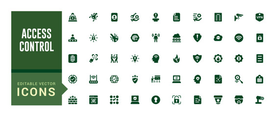 Poster - set of access control icons. house protection, smart house icon, filled icon set, glyph icon set for
