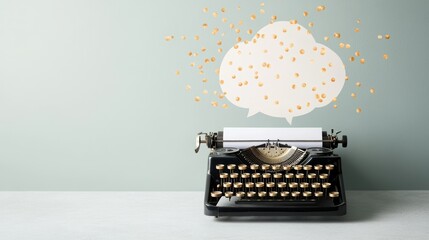 Poster - A vintage typewriter with a speech bubble emerging from the keys, showcasing a typed message.