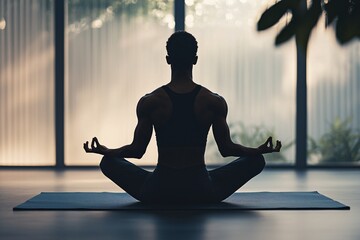 Aufkleber - A solitary practitioner engages in a tranquil yoga flow, radiating strength and harmony.