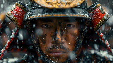 Samurai Warrior in Snow, Illustration