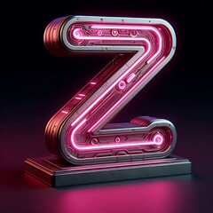 Wall Mural - Futuristic neon sign of letter Z with a pink glow.