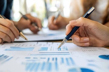 Poster - Business Meeting with Charts and Pens