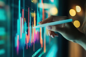 Poster - Woman Analyzing Financial Data on a Screen