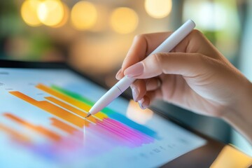 Poster - Hand Using Stylus on Tablet with Data Analysis