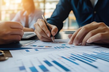 Poster - Businesspeople Analyzing Financial Data